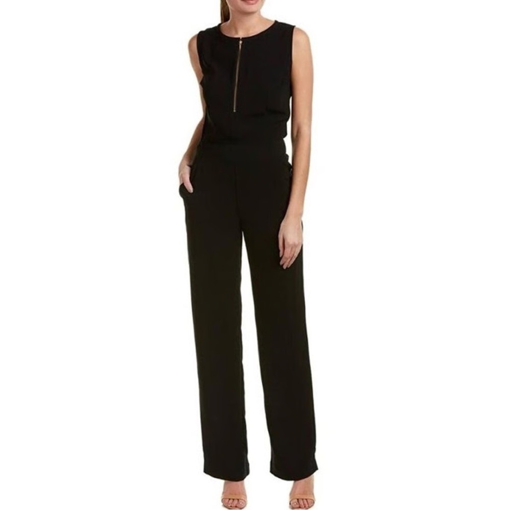 Cabi Black Straight Leg Zipper Jumpsuit